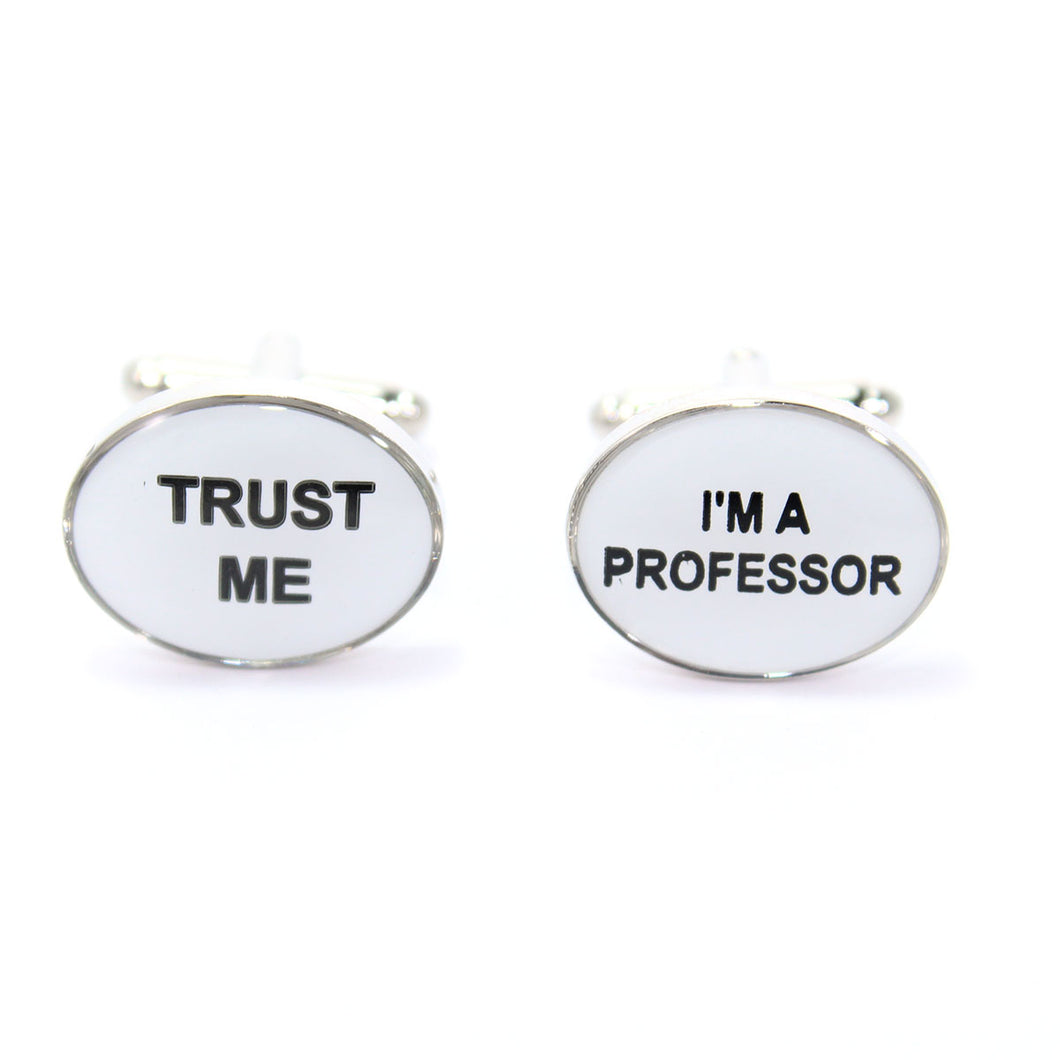 Mancuernillas metalicas con texto: Trust Me - Im a Professor (Maestro o Profesor)
